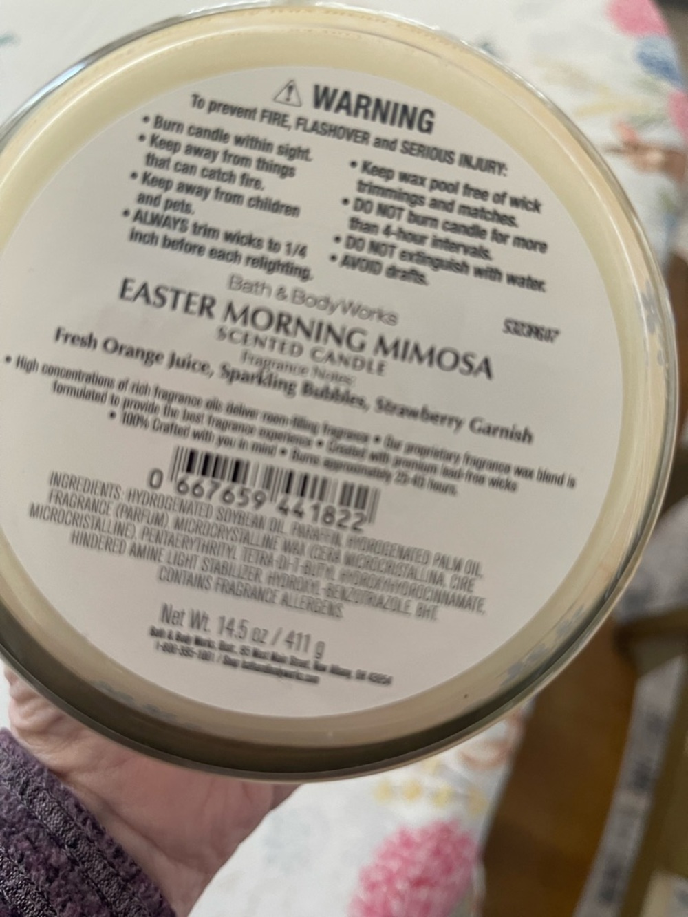 Bath & Body Works Easter Morning Mimosa Candle - Yellow, Silver - Picture 3 of 5